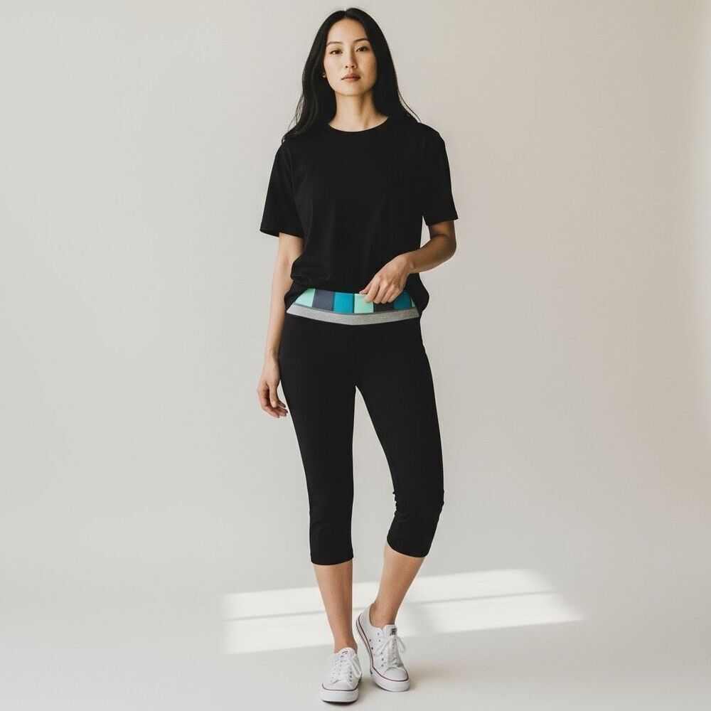 authentic Lululemon Athletica Solid Black Cropped Stretchy Pants Blue size 8